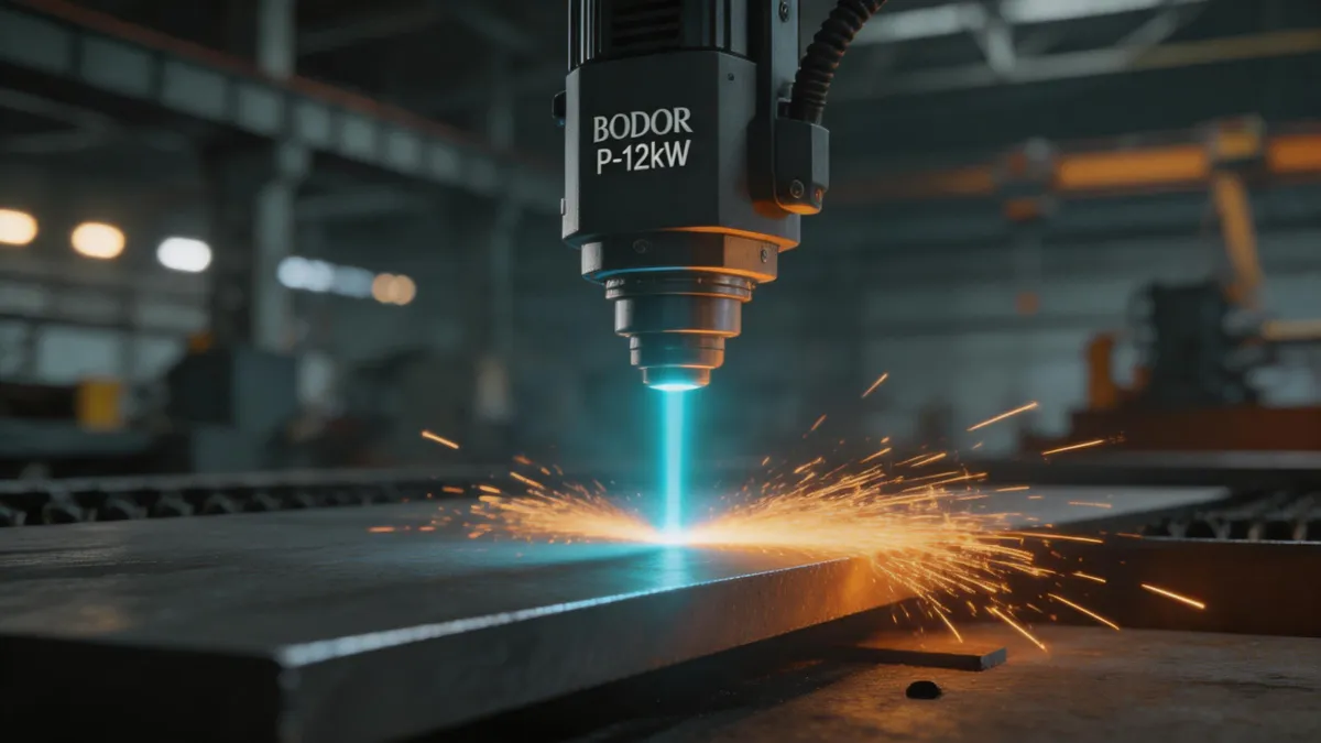 Bodor P-12kW fiber laser cutting 10mm carbon steel plate